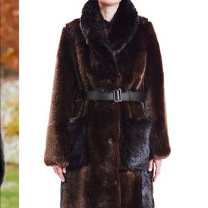 Maison Atia LInda Faux Fur Chocolate Coat NWT M